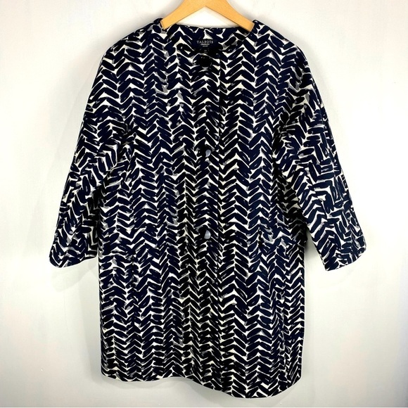 Talbots Petites Printed Pattern Longline Basic Classic Coat Jacket Size 12P - Picture 1 of 6